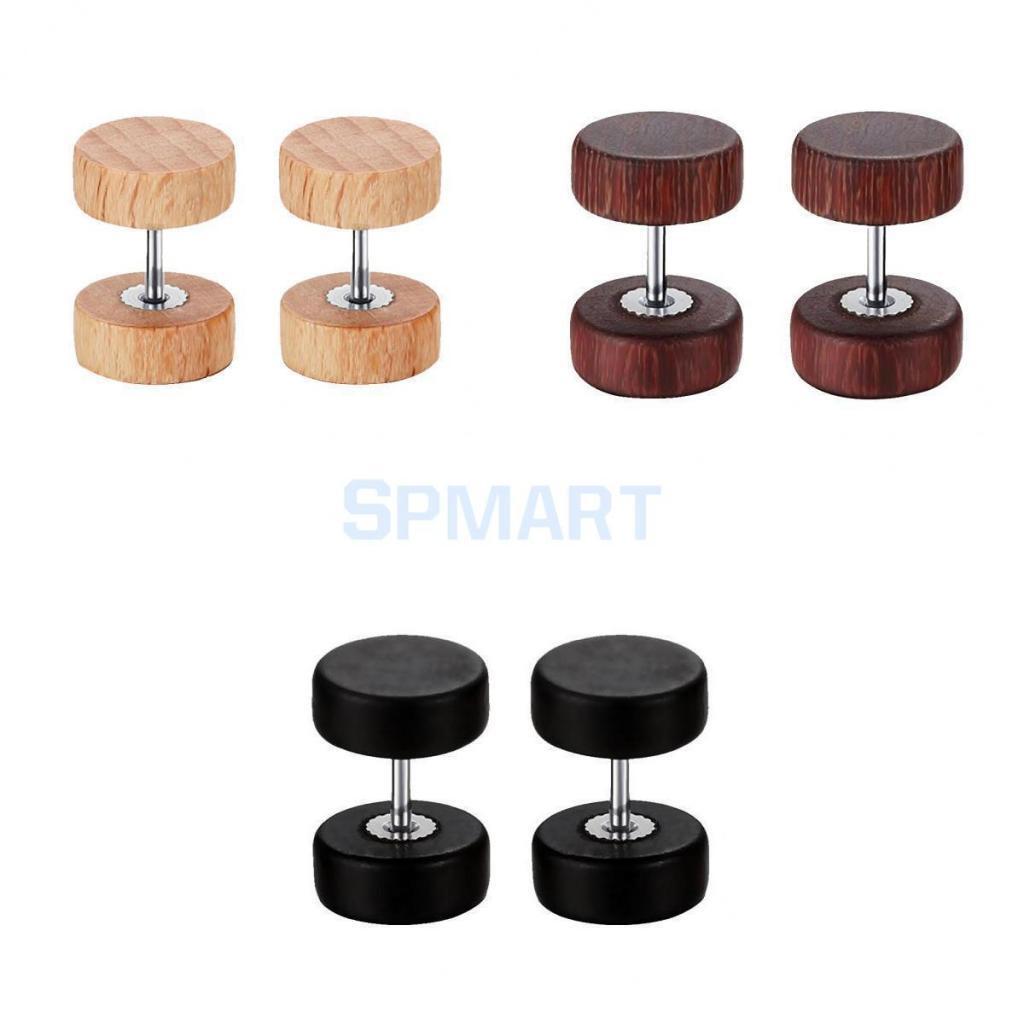 Pendientes de madera tapón para oídos bola pellet madera naturaleza negro