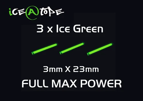 ICEATOPE BETALIGHT ISOTOPES 3 X ICE GREEN Carp 3mm X 23mm FULL MAX POWER