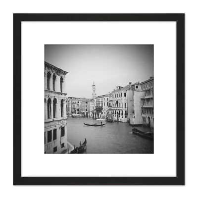 Venedig Kanal Gondel schwarz weiß Foto quadratisch gerahmt Wandbild 8 x 8 Zoll