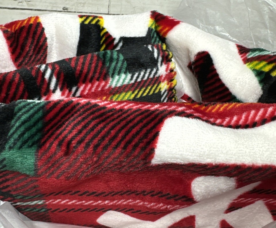 Victoria's Secret “Love Victoria” Sherpa Blanket Plush Red Plaid Throw