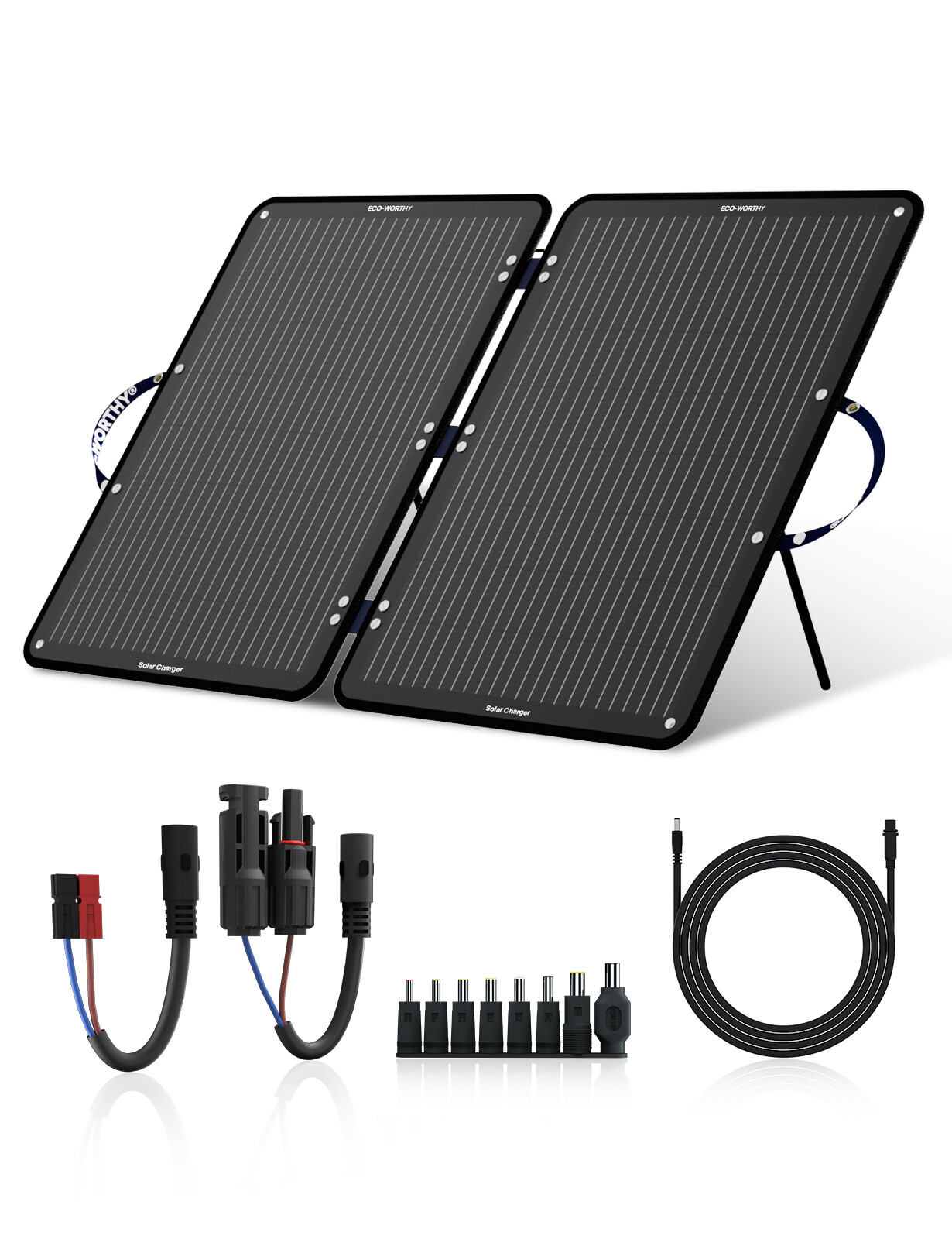 Placa Solar 100W 12V Panel Solar Portatil Plegable Soporte Ajustable Cable PV