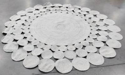 IVORY 7' X 7' Round Broken Thread Rug, Reduced Price 1172723732 CAP226A-7R