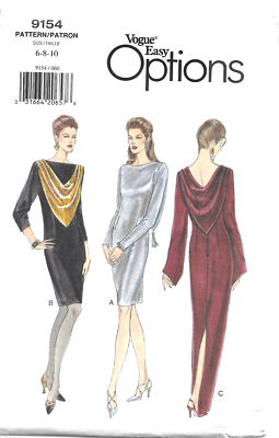Sewing Pattern to Make Fitted Sheath Dress-Size 6-8-10 Vogue 9154 Easy 1994