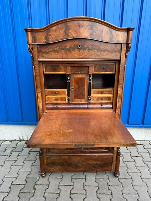 ANTIKER LOUIS PHILIPPE SEKRETÄR UM 1870 MAHAGONI FURNIER