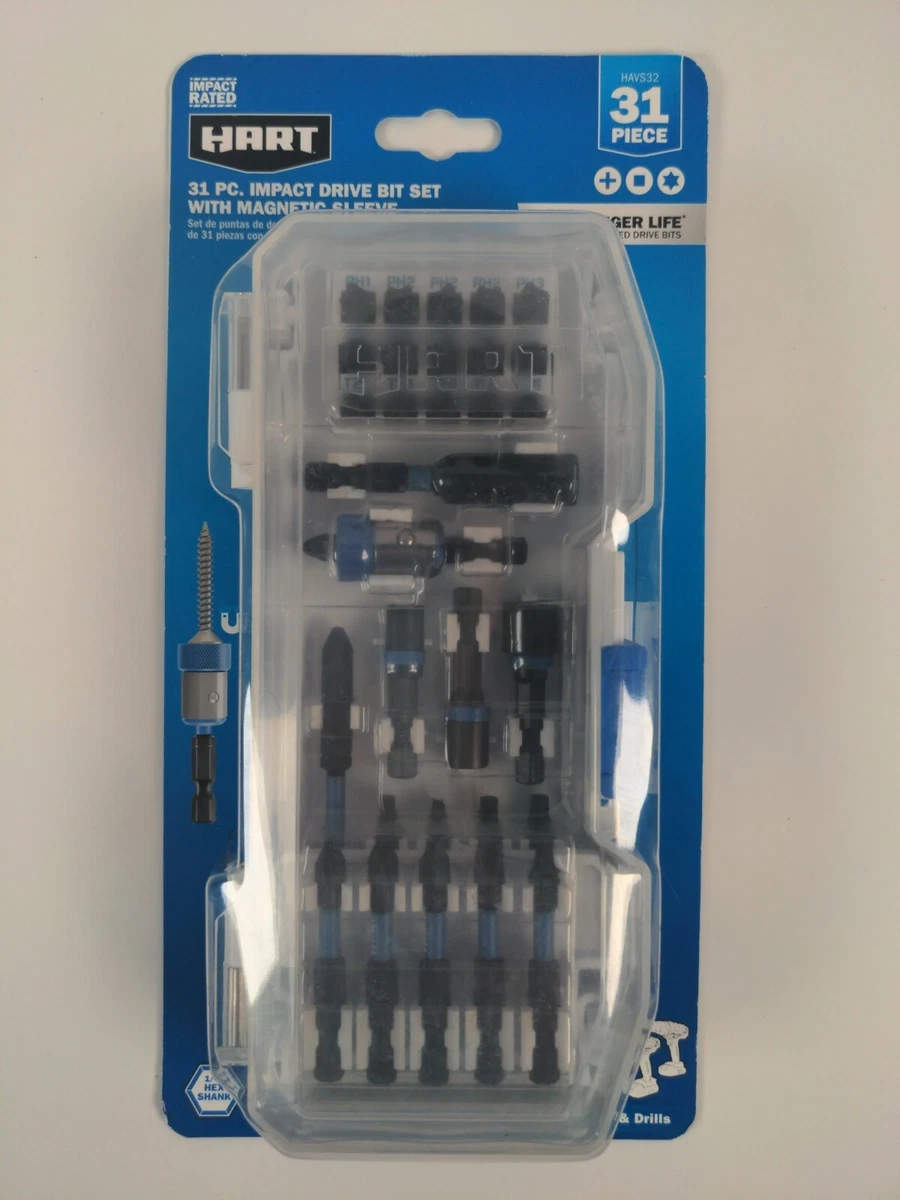 HART 31 Piece IMPACT DRIVER BIT SET w Magnetic Sleeve 2252 eBay
