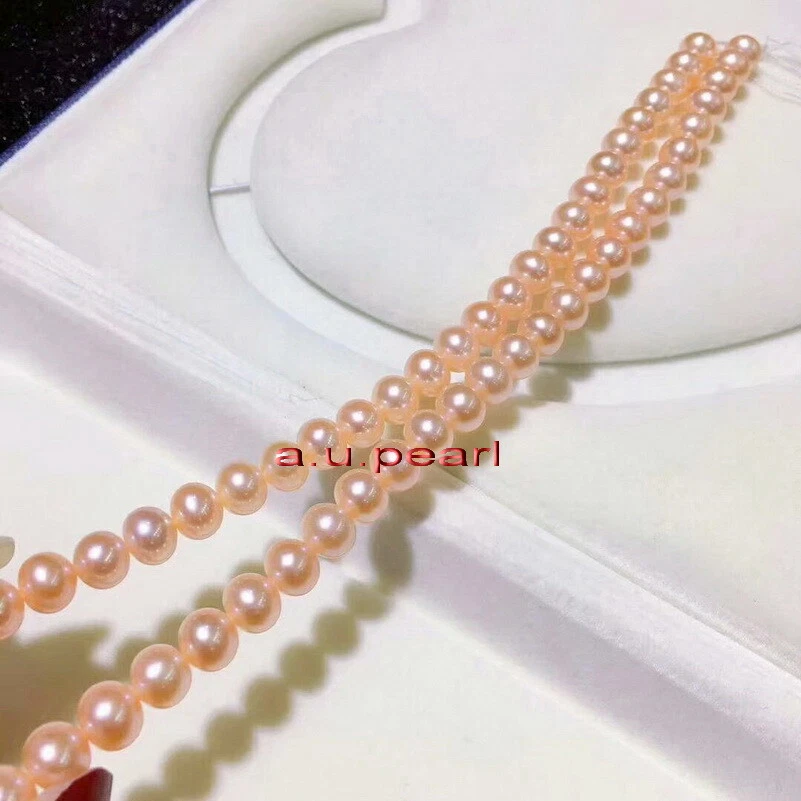 AAAAA 18 «10-11 мм натуральный Южное море золото розовый жемчуг наборы браслет ожерелье 14K - Изображение 3 из 4