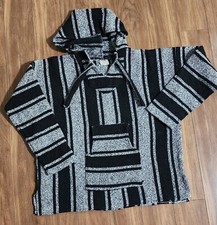 Mexican Poncho Hoodie Sz Large Baja Style Hooded Sweatshirt