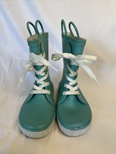 Western Chief Kids Sz 1 Turquoise Blue Rain Boots Super Cute