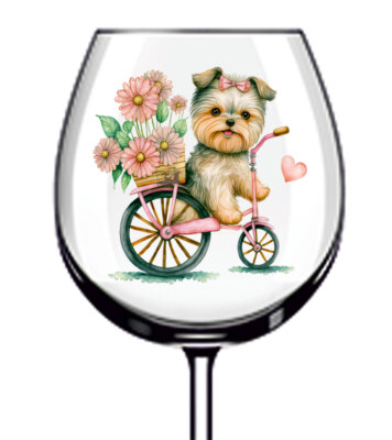 12x Hund Blumen Valentinstag Weinglas Flasche Van Vinyl Aufkleber Abziehbild a3985