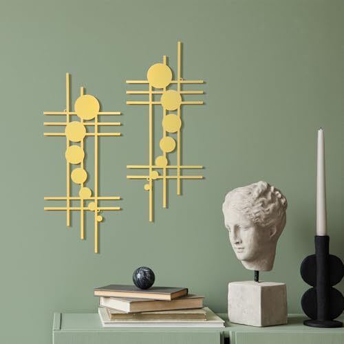 2 Pcs Metal Wall Art 15.75 x 7.09 Inch Abstract Minialist Metal Wall Decor 