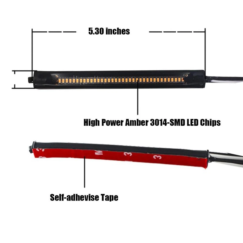Tira de luces de señal de giro de horquilla LED ámbar súper brillante para motocicleta-universal Foto 3 de 4