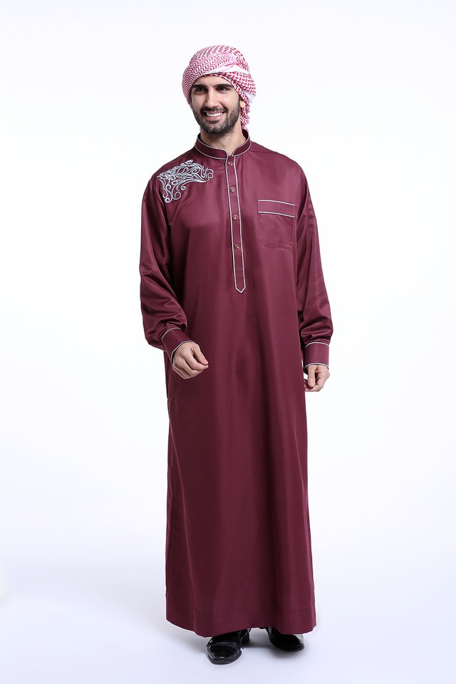 Men Muslim Saudi Style Robe ishdasha Islamic Arab Saudi Thobe Maxi Robe ...
