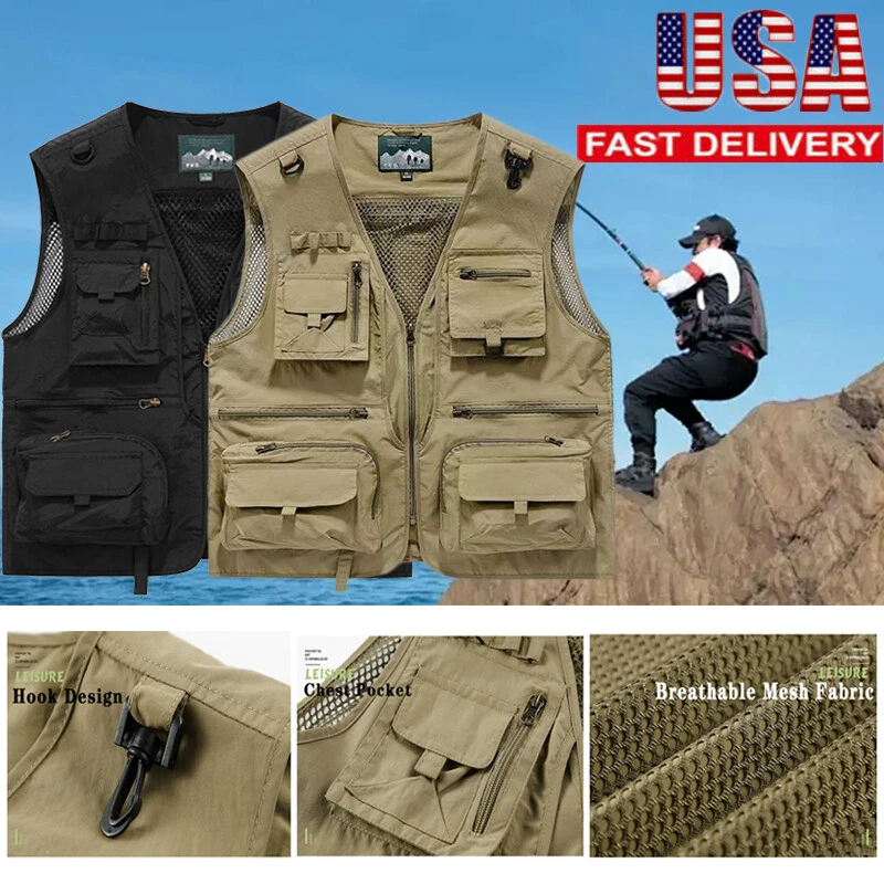 ARTECK Mens Fishing Vest Hiking Tactical Photographer Waistcoat Mesh Jacket Vest US