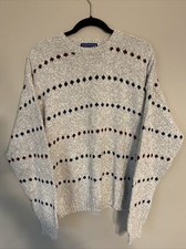 Vintage Savile Row Adult 100% Cotton Christmas Winter Sweater Size L Made In USA