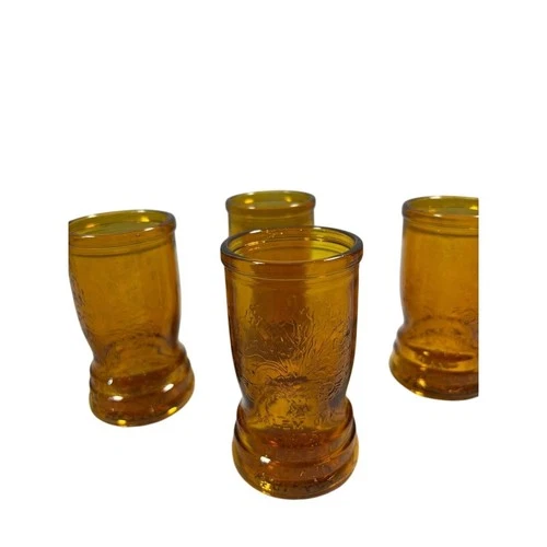 Set of 4 Anchor Hocking Tercentenary juice glasses Vintage Amber Honey Gold
