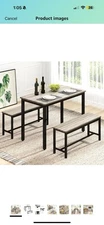 BestMassage 3 Piece Small Farmhouse Dining Kitchen Table Dark Brown