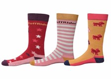 TuffRider Philip Kids Socks - 3 Pack - Red/Pink/Yellow