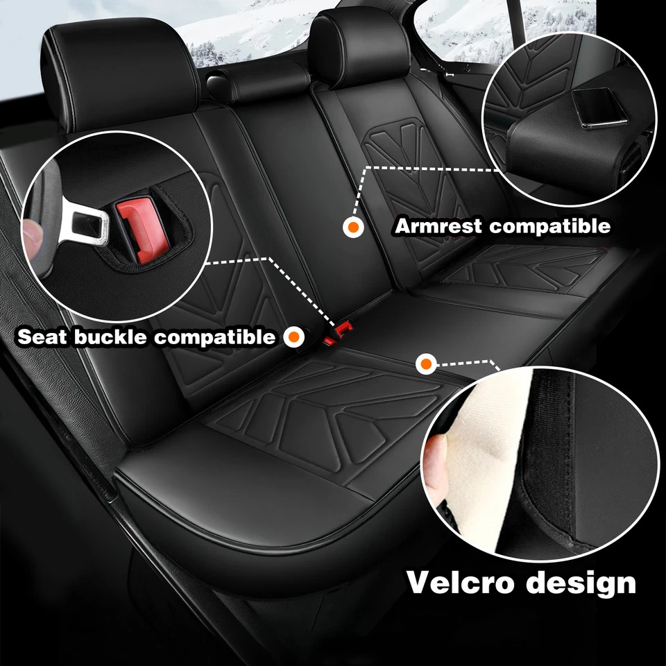 For Nissan Frontier Pickup Car 5 Seat Cover Full Set Deluxe PU Leather Cushion - Image 3 of 4