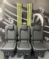 VW T7 Transporter & Ford Custom Rear Kombi Seats 1+1+1 In Black Leather ISOFIX