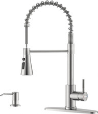 Brushed Nickel Kitchen Faucet with Pull Down Sprayer  Soap Dispenser