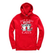 Just A Girl Who Loves Cats Kids Hoodie Cute Children's Jumper Hood