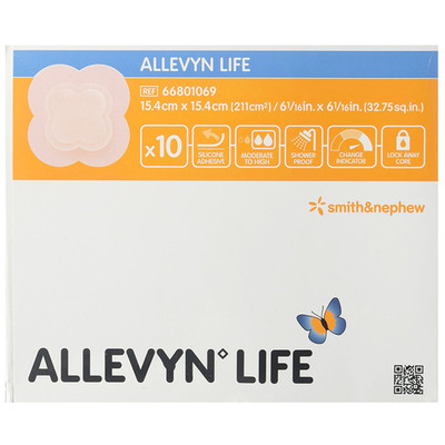 Smith & Nephew Allevyn Life Silicone, Gel, Foam Dressings, 6'' x 6'' - Box of 10
