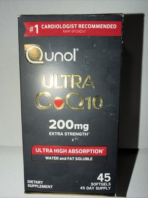 Qunol CoQ10 (200mg) Extra Strength Ultra High Absorption 45 SoftGels 03/28 FS