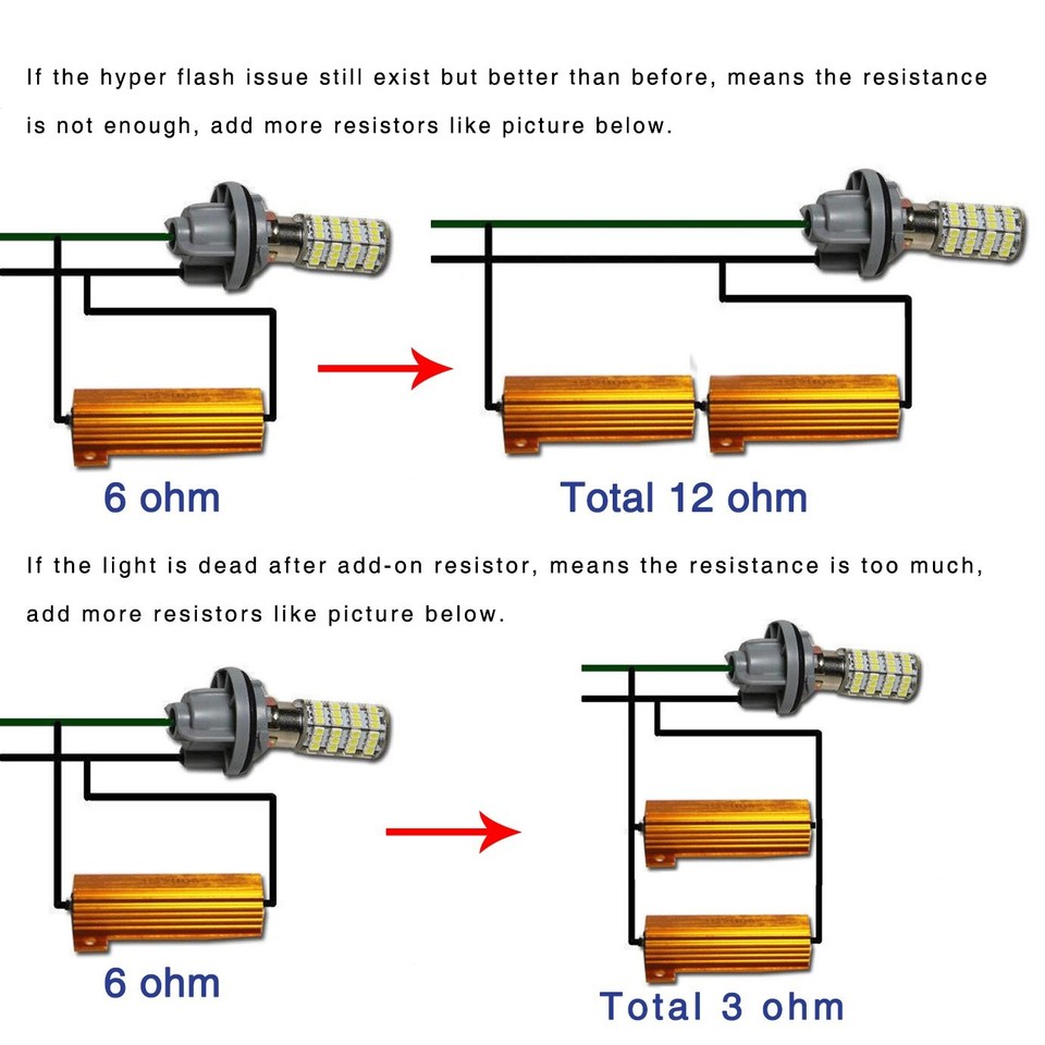 4pcs 50W 6 ohm Load Resistor For Fix Error Bulb Fast Hyper Flash ...