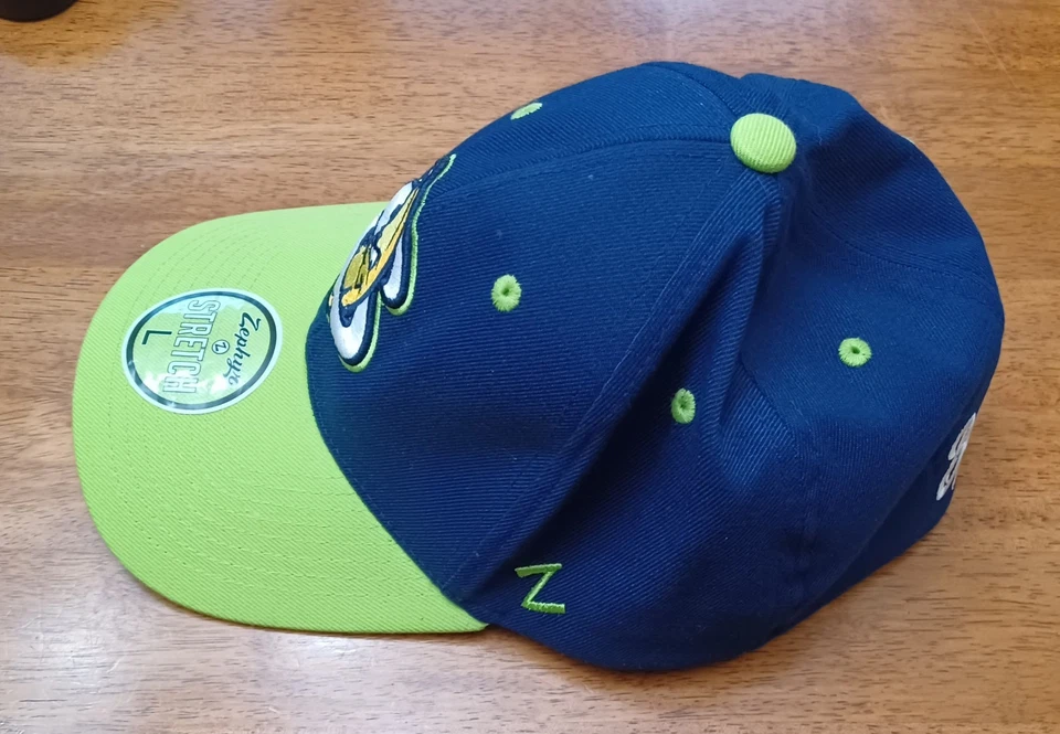 Savannah Bananas Baseball Cap EARLY Stretch Fit Large Zephyr blue w yellow bill - Image 2 of 4