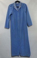 Vintage 80s Sears "At Home Wear" Blue Robe Women Size Medium Pearl Snaps