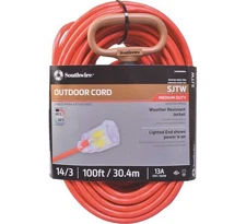100 ft. 14/3 SJTW Medium-Duty 13-Amp General Purpose Extension Cord with Lighted