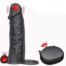 Vibrating Penis Sleeves Penis Extender Enlarger Cock Ring Sex Toy for Men Couple