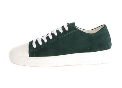 NWT STEFANO BONFIGLIOLI SNEAKERS calfskin suede green handmade Italy 43 us 10