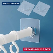 2Pack Shower Curtain Rod Holder, Upgraded Adhesive No Drill Tension Curtain Rod