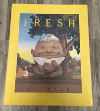 Vintage Rare Rainier Beer Poster Fresh Humpty Dumpty 28” x 22” QTY