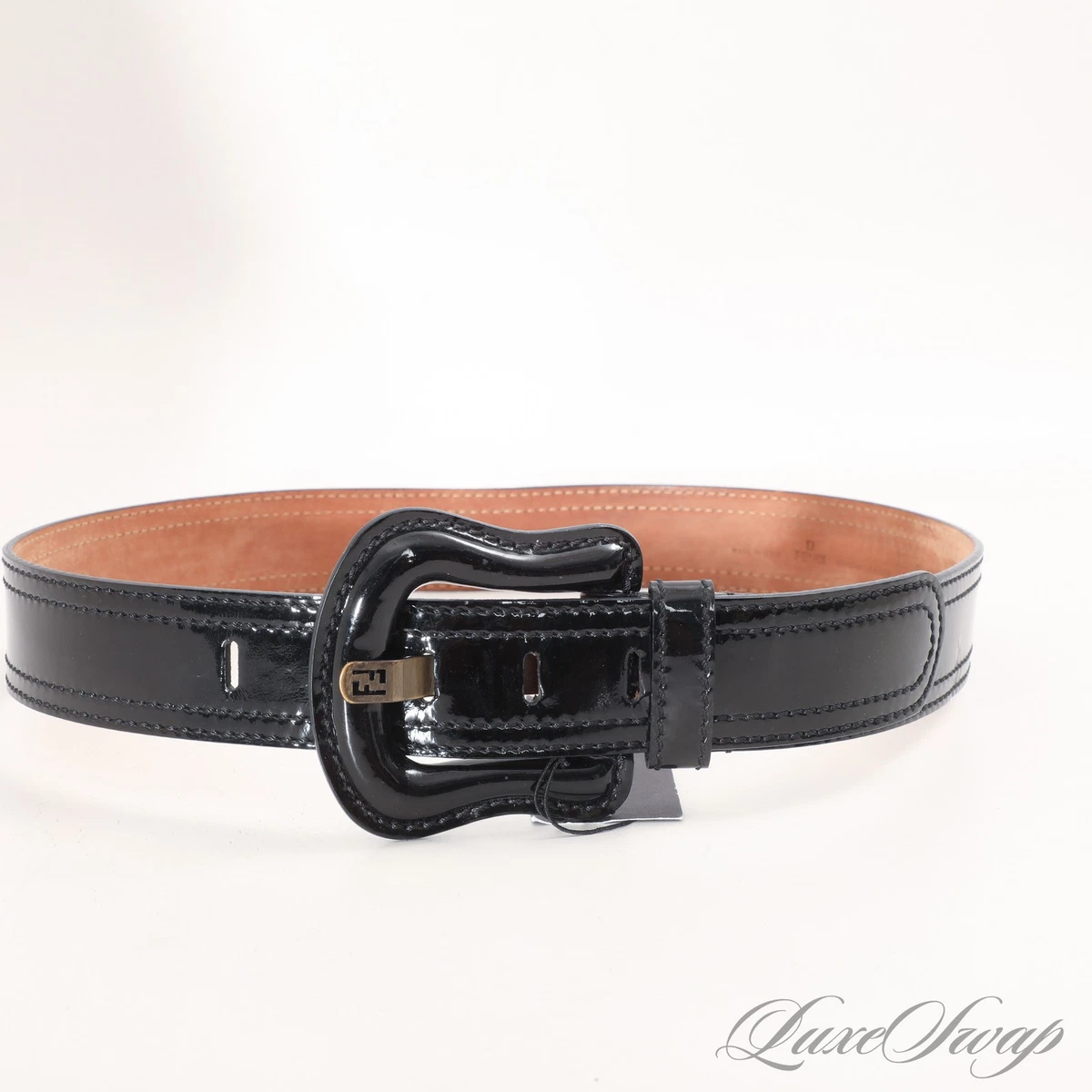 Fendi Black Wide Leather Belt With Two Tone Hardware Sz 80cm/32in (Medium) Fendi Wide Belts for Women for sale | eBay main image 2
