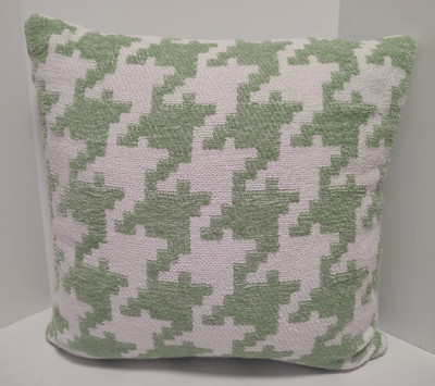 Threshold Mint Green White Houndstooth Print Woven/Plush Throw Pillow 16'' X 16''