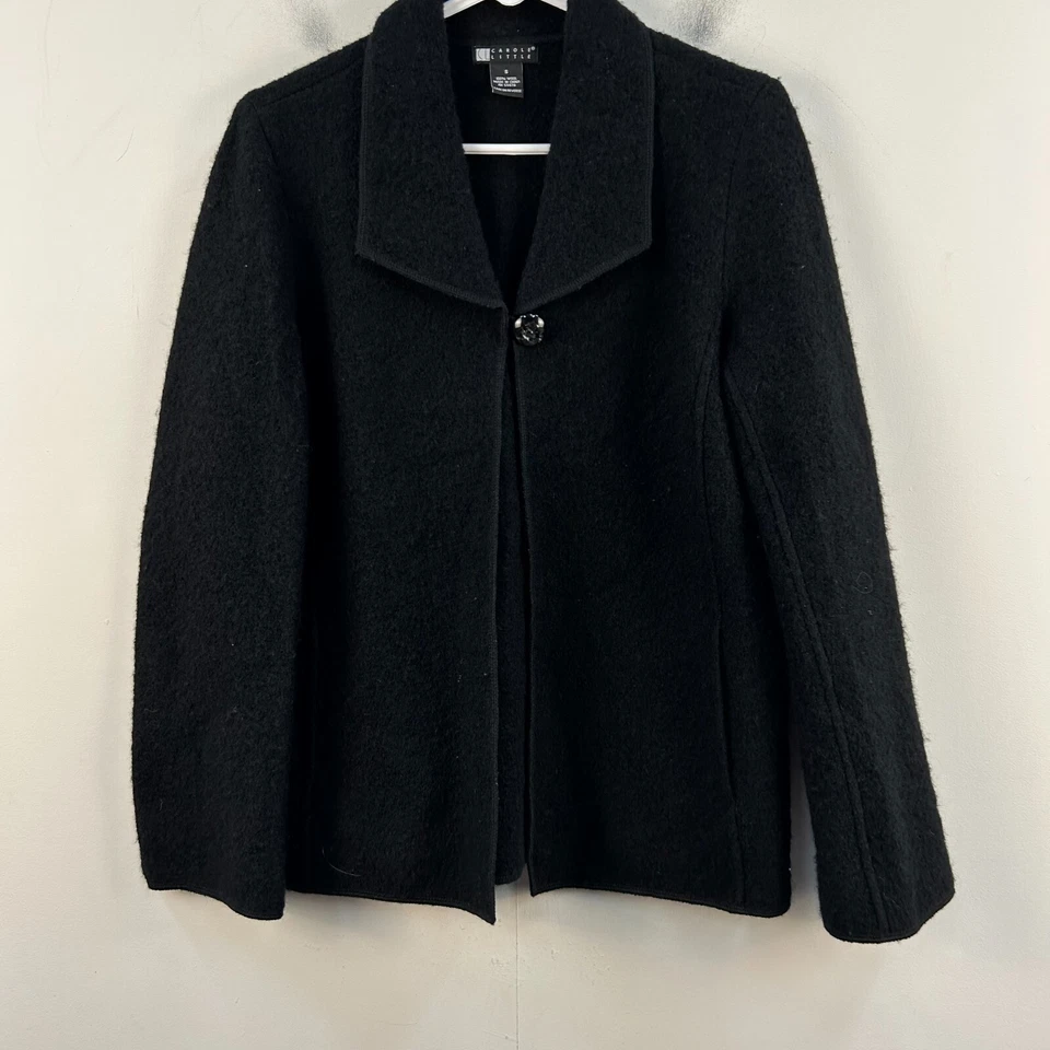 Carole Little Mujer Pequeño Suéter de Lana Cárdigan Chaqueta Top Negro Botón 17864 Foto 2 de 4