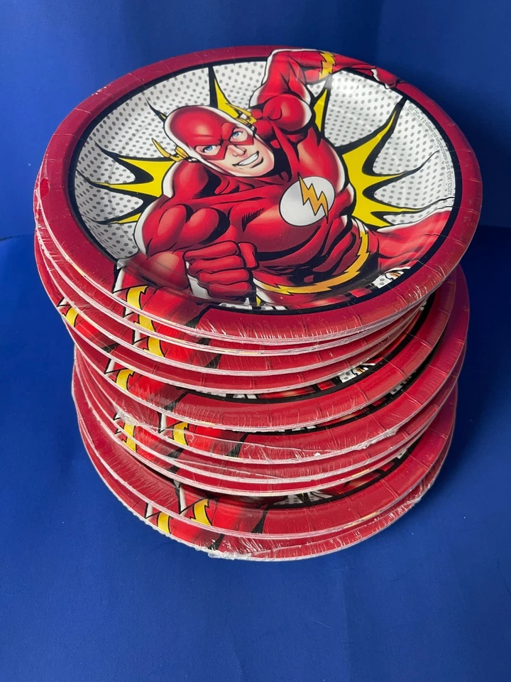 AMSCAN 80 pcs of The Flash Design Paper Plates, DC Comics Party Plates
