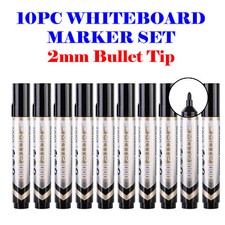 10PC DELI Whiteboard Markers Black 1.8mm Bullet Tip Dry Erase Pens Office School