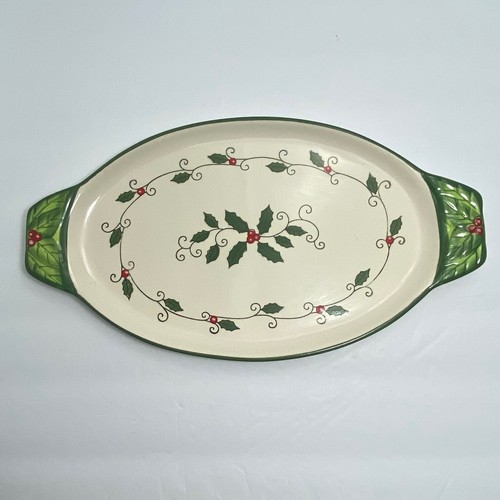 Temptations by Tara Cardinal Serving Trays | 13 in | Christmas Holly | Set of 2 - Picture 3 of 8