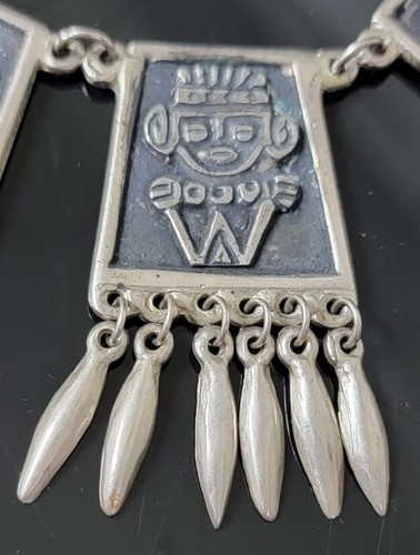 PERUVIAN AZTEC MASK 900 Silver Necklace - Picture 5 of 5
