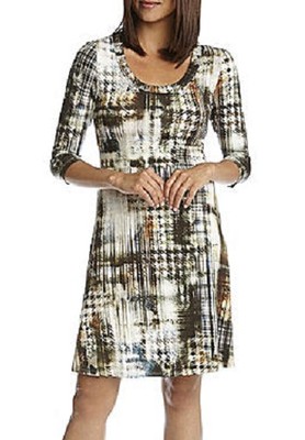 Karen Kane 3L81549 Green-Multi 3/4 Slv A-Line Stretch Jersey Print Dress -  $108 | eBay