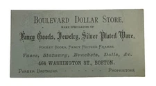 VICTORIAN JEWELERS TRADE CARD Parker Bros Boston Statuary, Brackets Dolls A88