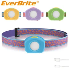 EverBrite LED Headlamp Rechargeable Headlamp 3 Mode Adjustable Headband for Kids