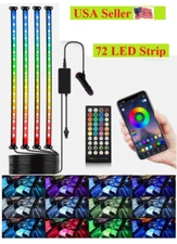 4x RGB 72 LED  Car Interior Floor Atmosphere Neon Light Strips Bluetooth APP