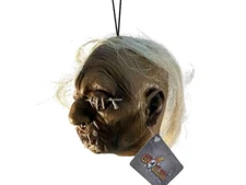 Shrunken Head Hanging Prop Latex Decor Witchcraft Ornament 8in Halloween Voodoo