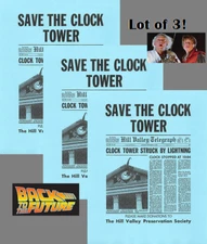 Lot Of 3 Back To The Future Save The Clock Tower Flyer Prop/Replica Marty Mcfly