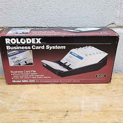 rolodex business card sleeves New ROLODEX Business Card File System NBC-200 Cards & Sleeves Vtg NOS Black  NIB