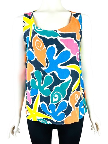 Vintage Yves Saint Laurent YSL Tank Top Women's 40 Psychedelic 100% Silk Chiffon - Picture 3 of 15